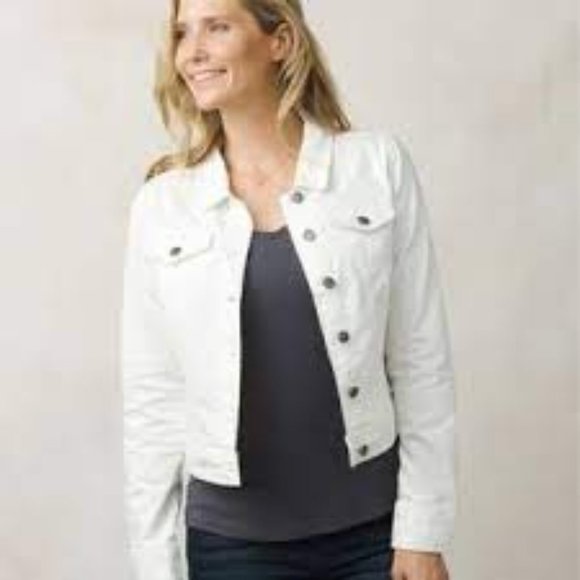 PRANA White Slate Rim Denim Jacket Lightly Distressed XS - Picture 3 of 15